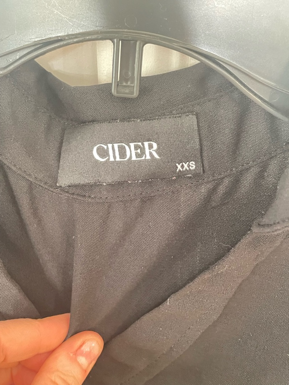 Cider collar pocket button up short sleeve crop blouse black XXS - Picture 2 of 6